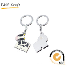 Lovely Zinc Alloy Milch Cow Shape Custom Metal Key Chain